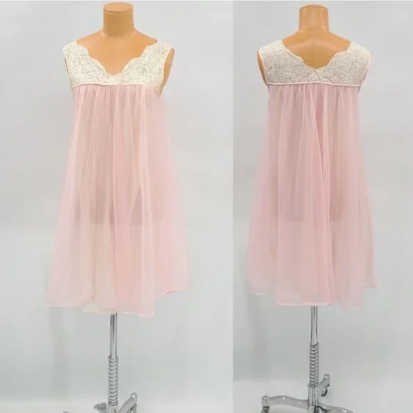 Vintage Linda Underlovelies Chiffon Babydoll Night Gown and Robe - Picture 2 of 14
